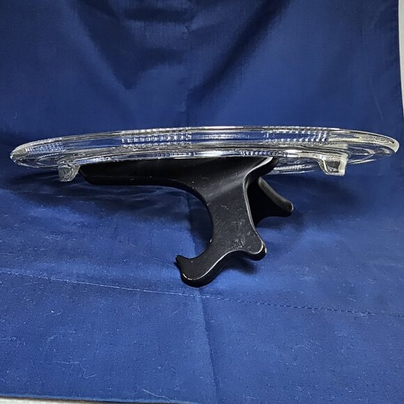 Clear Glass Etched Rose Design Footed Cake Plate Pattern 11.25 ", Vintage - Picture 3 of 5